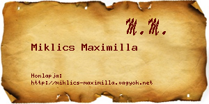 Miklics Maximilla névjegykártya